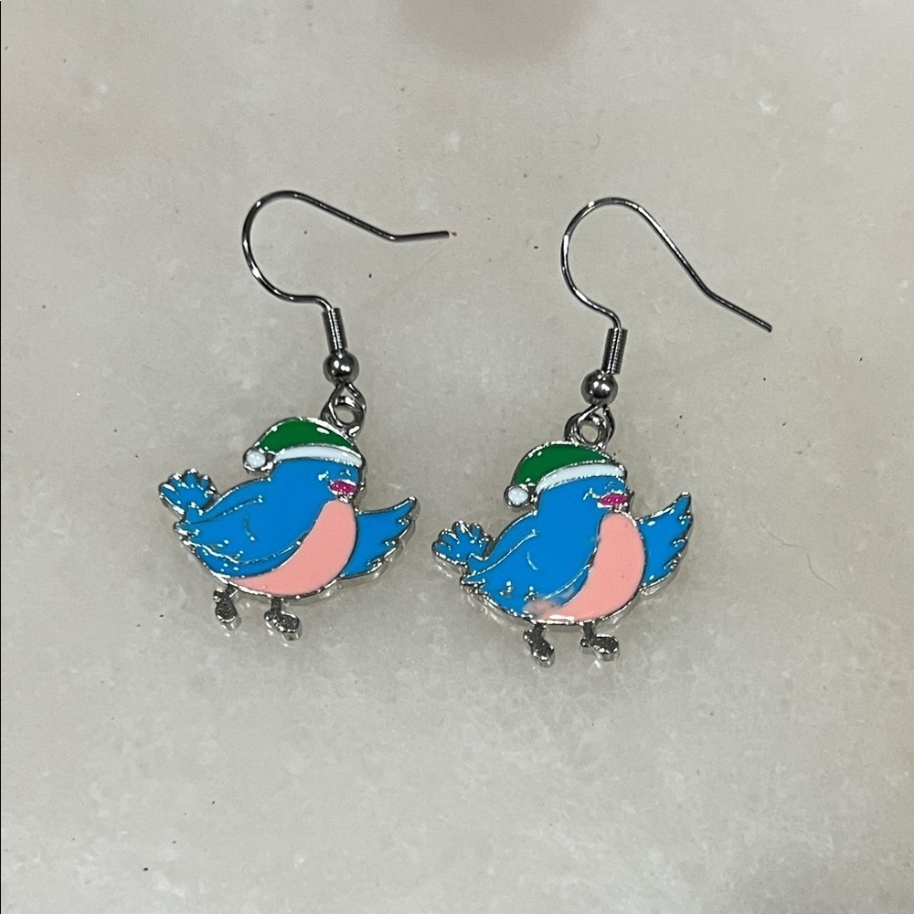 Blue and Pink Bird Earrings for Bird Lovers